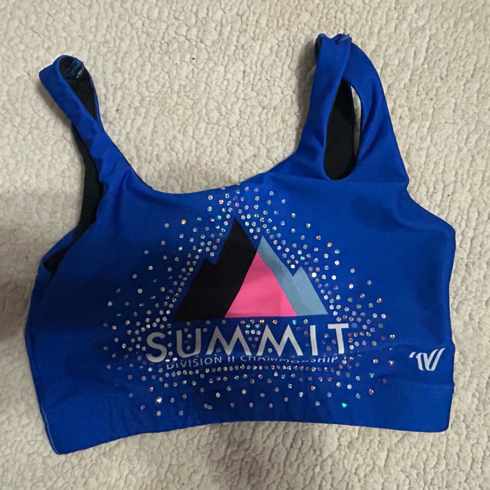Varsity Black and Blue Sports Bra